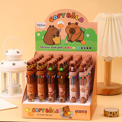 新品可爱いカピバラ十色ボールペン漫画高颜値手帐ペンカラーマーカーペン文房具0.7
