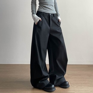 American Style High-end Pleated Machete Pants for Men and Women New Retro Loose Casual All-match Straight Pants Couple Trendy