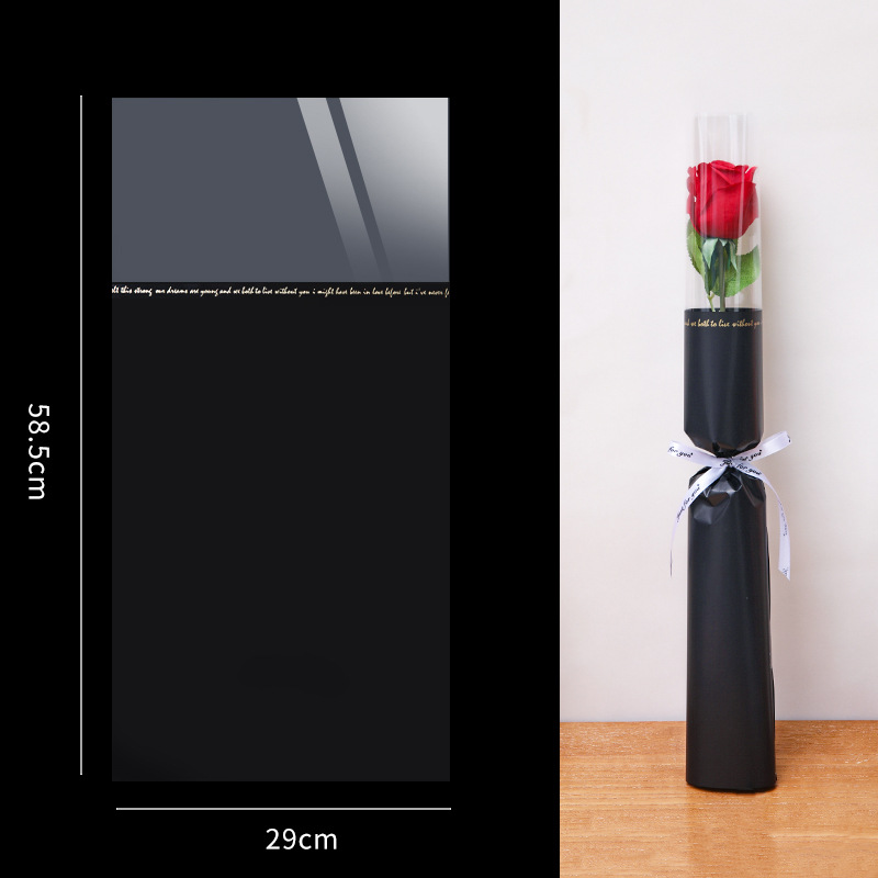 Bolsa de embalaje de flores de San Valentín al por mayor floristería arte floral material de bricolaje opp celofán impermeable bolsa de un solo haz de flores