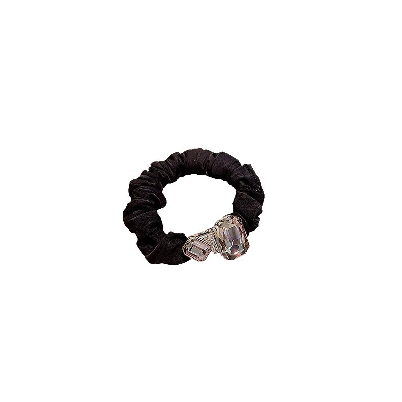 Schwarzes Haargummi Mit Strass Elegantes Haar-accessoire Für Damen_voghion.com
