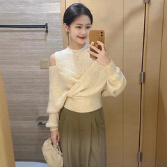 露肩不规则针织衫内搭女秋冬季打底衫2025新款深秋初冬高级感穿搭