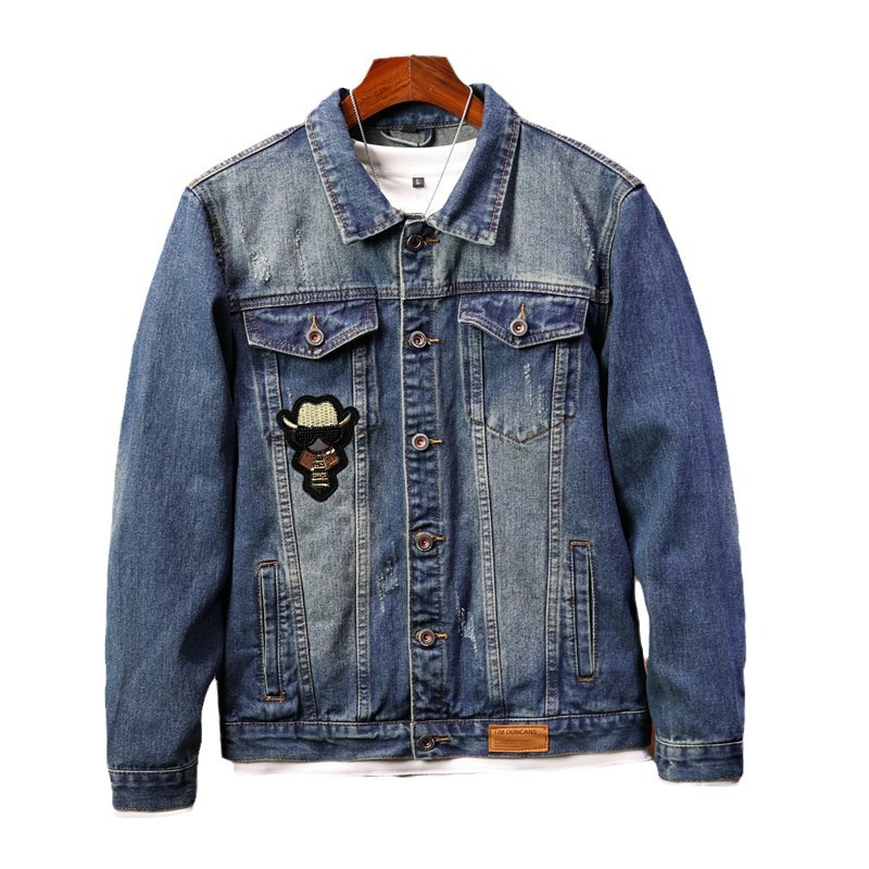 Herr denimjacka läderstil broderi lyxig motorcykelstil_voghion.com