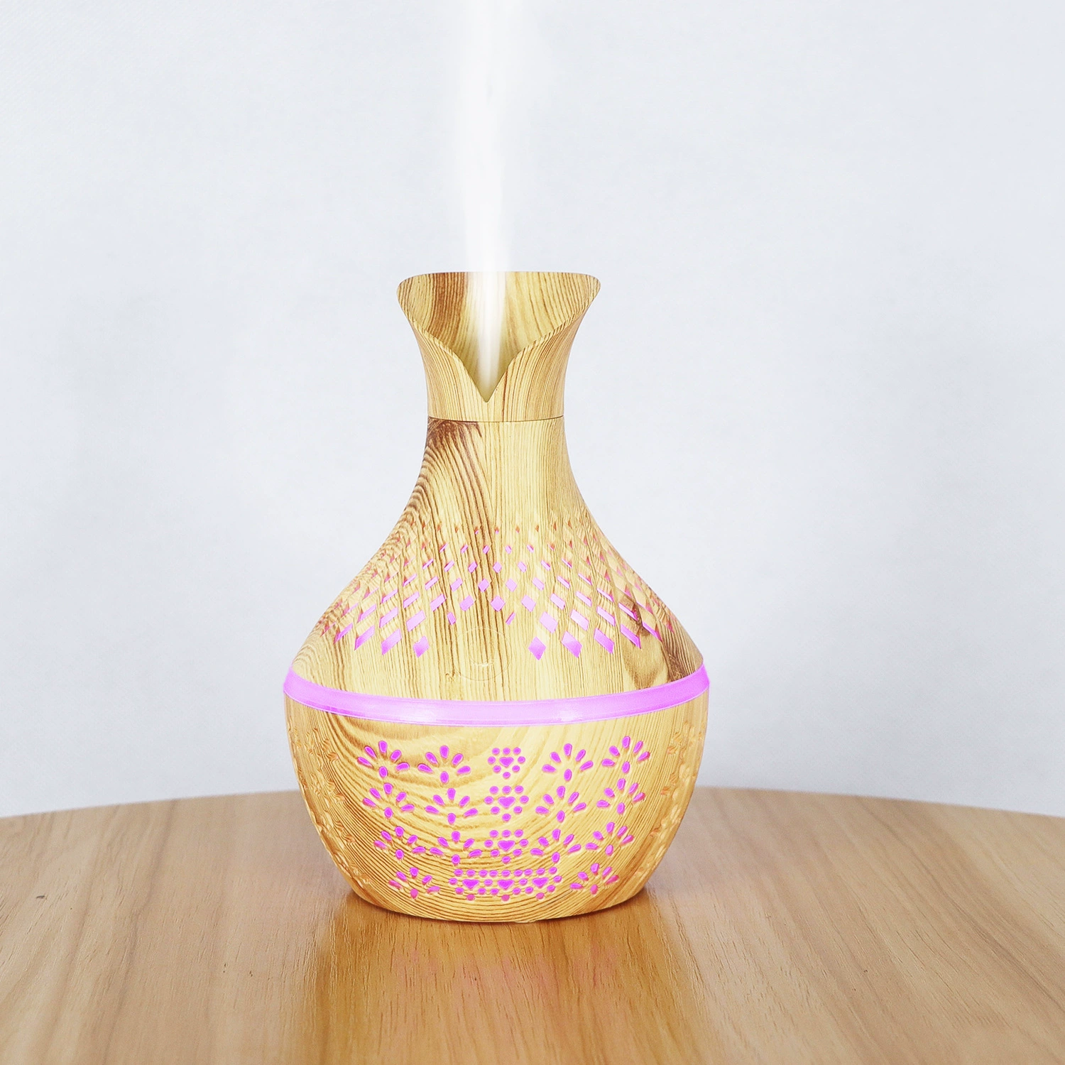 Увлажнитель для ароматерапии с деревянным зерном, USB мини-увлажнитель, увлажнитель воздуха с лепестками, 300 мл, настольный увлажнитель