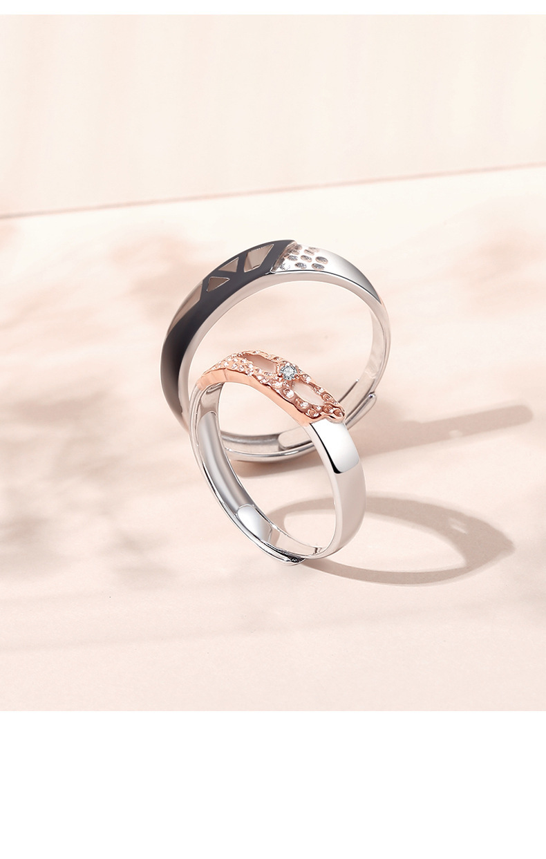 Fashion Geometric Sterling Silver Inlaid Zircon Rings 1 Piece