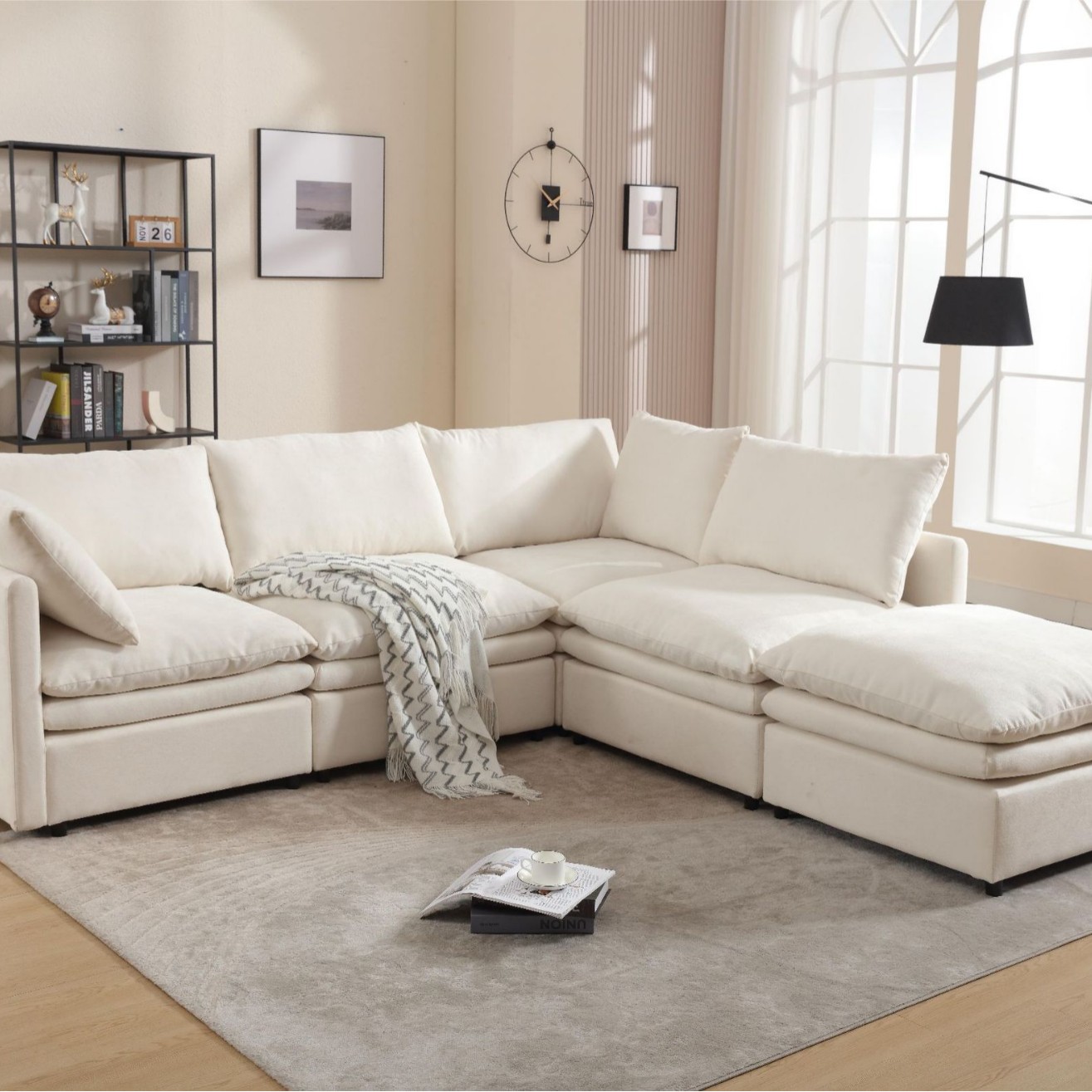 Sofá de tela nórdica de lujo ligero hogar combinación sala de estar sofá Amazon