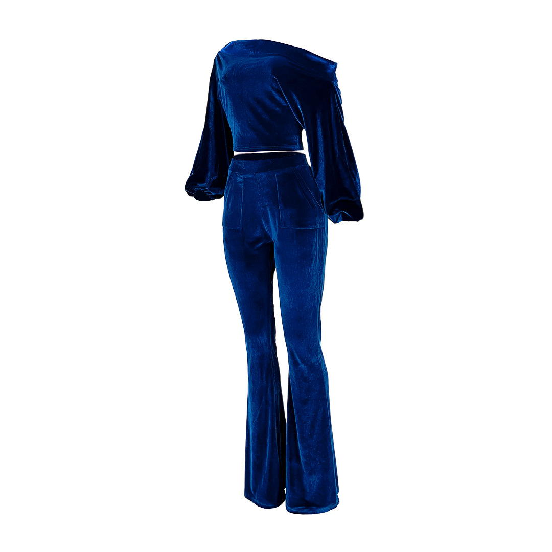 Completo pantalone donna per discoteca monospalla maniche a lanterna_voghion.com
