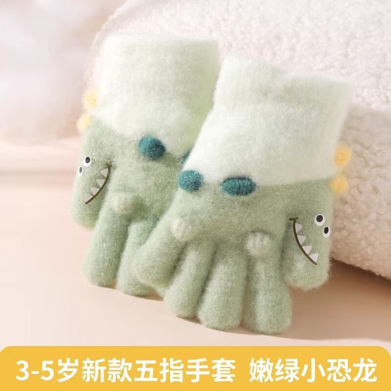 2024冬の新商品子供赤ちゃんかわいいアニメ恐竜ニット毛糸手袋屋外保温防寒卸売り|undefined