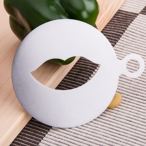 En stock 6 piezas creativo de acero inoxidable café guirnalda molde portátil café leche burbuja spray flor impresión plantilla