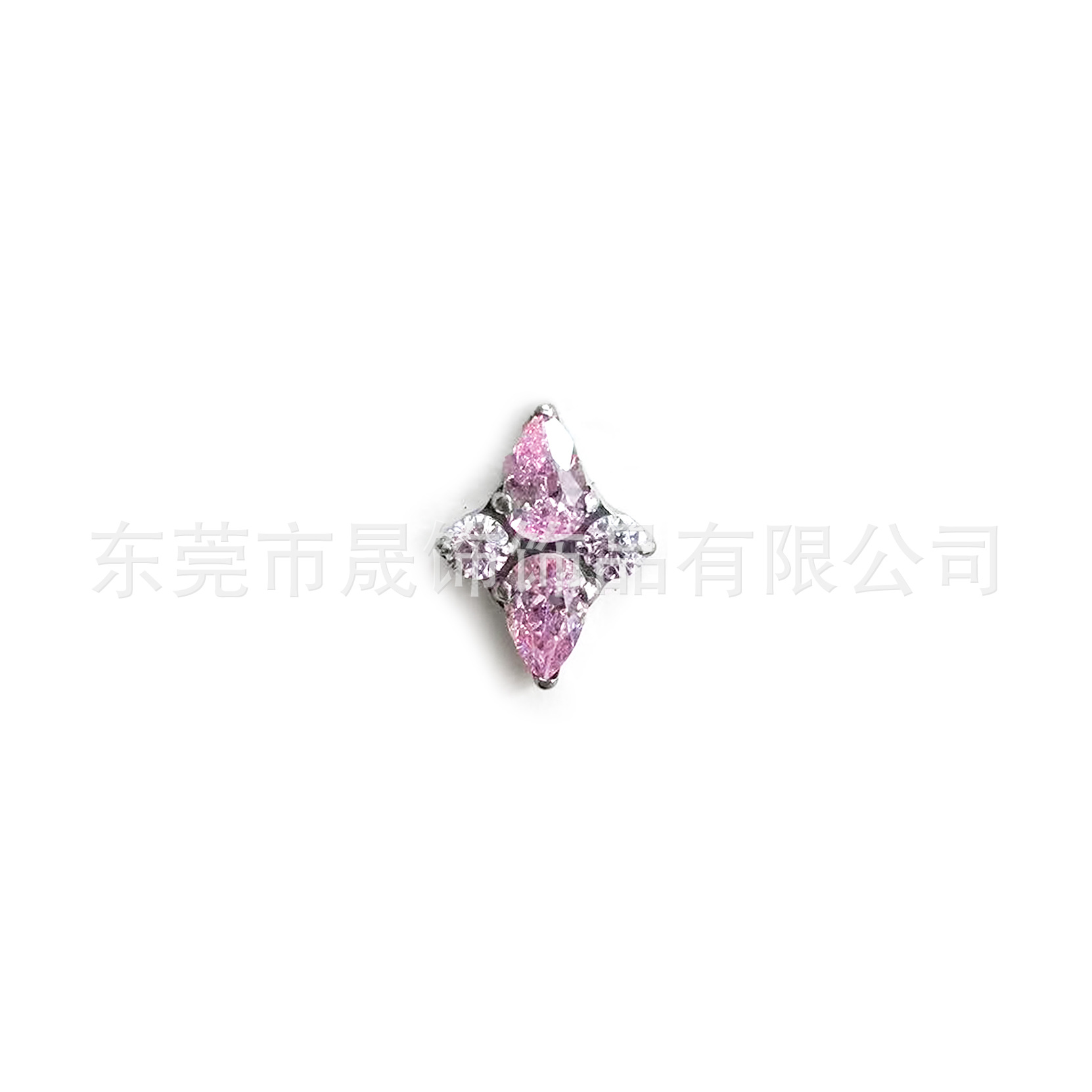 F136钛合金菱形十字花耳钉镶5A锆石耳骨钉G23钛内螺纹穿刺饰品