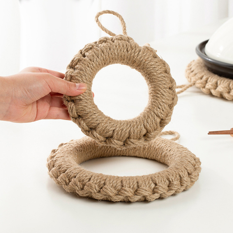 Alfombrilla de aislamiento térmico, alfombrilla de mesa, pasto de calabaza engrosado, posavasos antiescaldado, alfombrilla de olla de arena pastoral, alfombrilla de plato tejida resistente a altas temperaturas