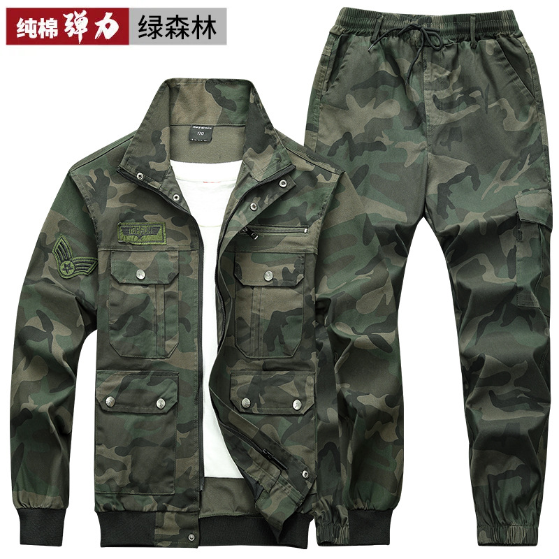 Stretch overol traje de los hombres ropa de camuflaje de algodón ropa de trabajo de las mujeres de primavera y otoño ropa de entrenamiento casual resistente al desgaste de soldadura