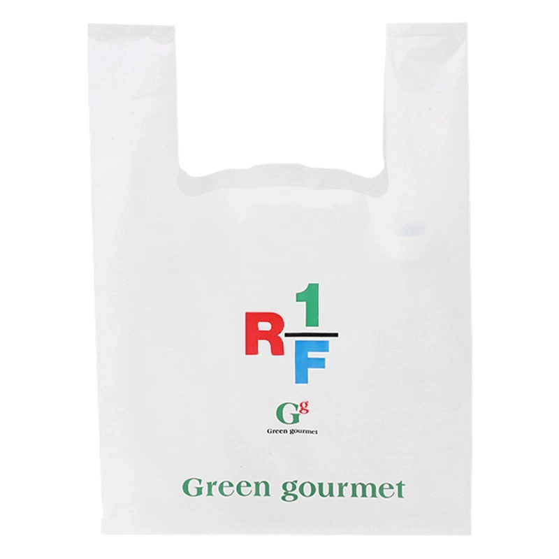 Разлагаемый полиэтиленовый пакет с ремешком Сумка для еды на вынос Сумка для еды Сумка для супермаркета Прозрачный мешок для жилета