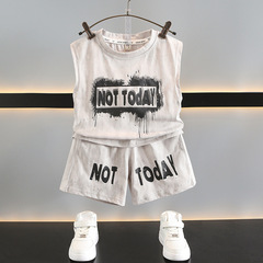 男童夏季背心套裝洋氣兒童薄坎肩無袖衣服2024新款時髦潮寶寶童裝