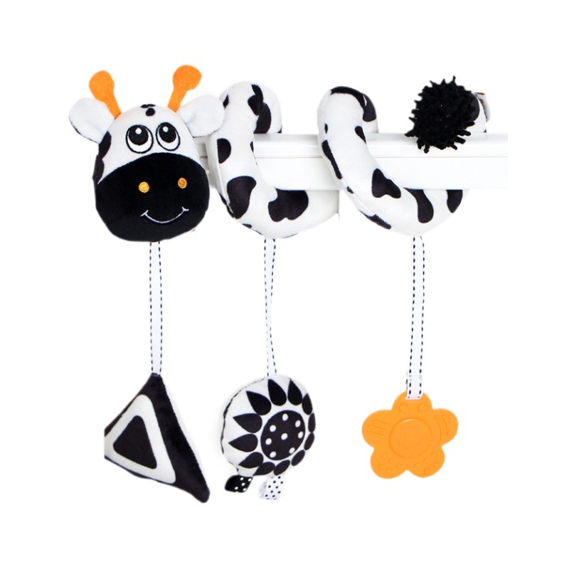 Juguete colgante para cuna con forma de torno en blanco y negro de Aipinqi, con campana, juguete de estimulación visual para la educación temprana del bebé y para el cochecito.