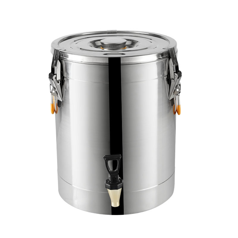 Cubo aislado de acero inoxidable 304 Cubo de hielo de gran capacidad para puestos en el mercado nocturno Cubo de arroz aislado comercial engrosado de doble capa Cubo de té con leche