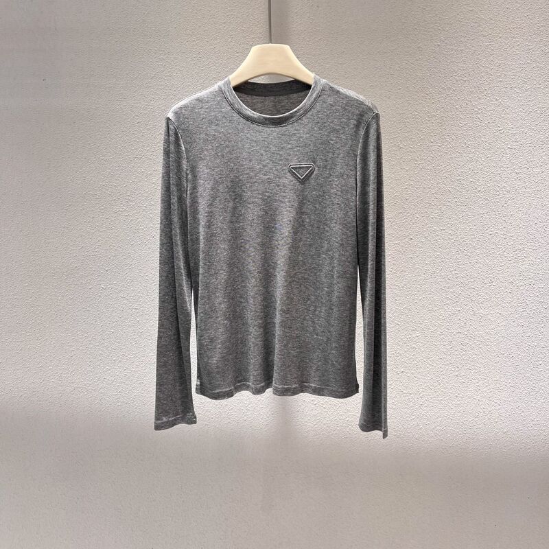 American European Goods 2025 Spring New Round Neck T-Shirt Bottoming Knitwear Tencel Wool Top for Women