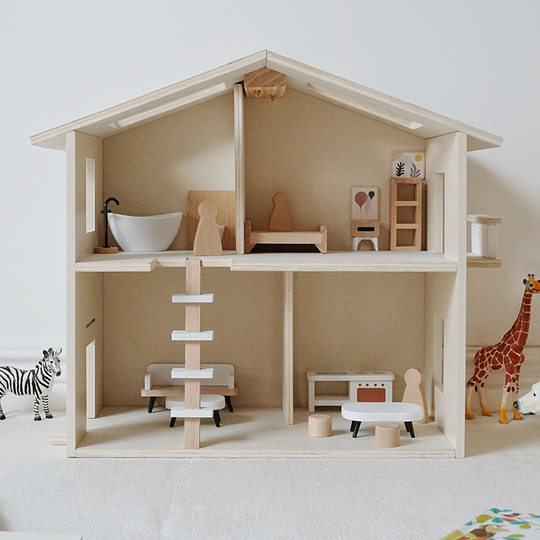 Cream ins style wooden play house doll room baby simulation Villa parent-child interactive doll house assembled toy