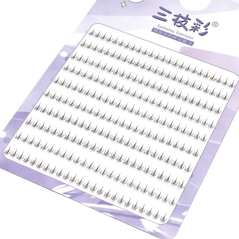 Cluster false eyelashes, double‑pointed wheat‑ear style, natural segmented pre‑made clusters