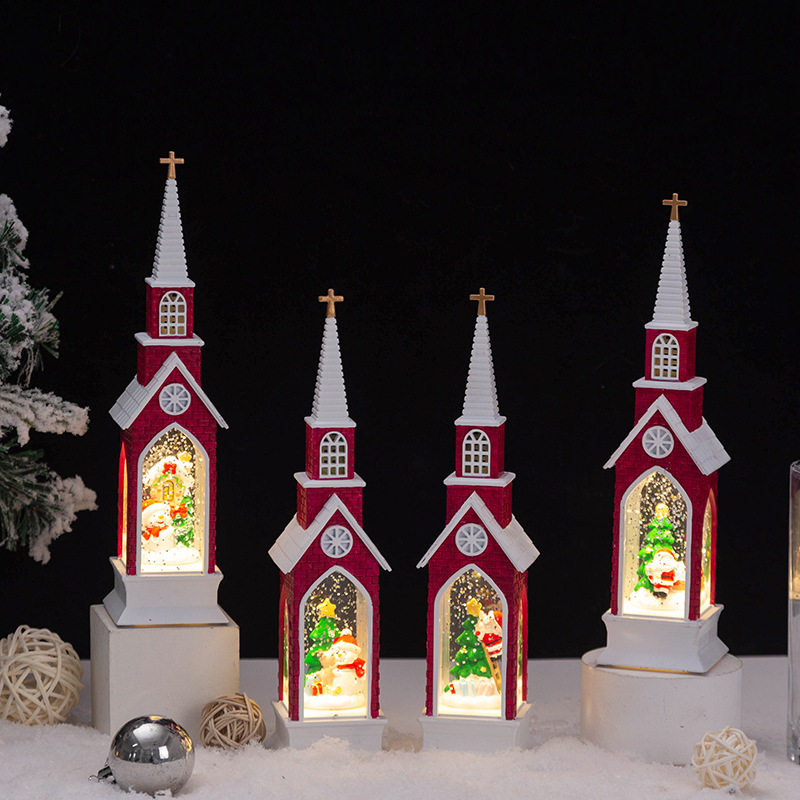 圣诞节装饰品场景布置摆件创意平安夜礼物发光小夜灯圣诞树水晶球