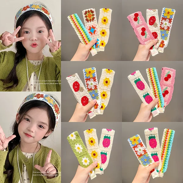 Knitted Embroidered Velcro Hairband for Women, Spring and Summer Bangs and Hair Tidying Tool, Ethnic Style Hairband, Bangs Patch Hairpin