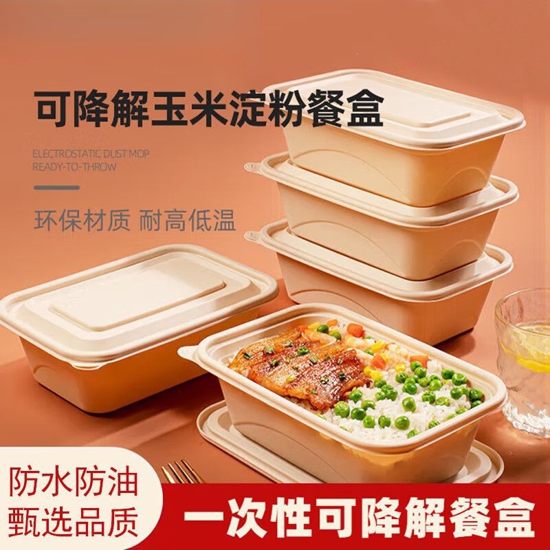 Disposable food-grade biodegradable takeout containers, microwaveable and refrigerable, essential for home, commercial, and restaurant use