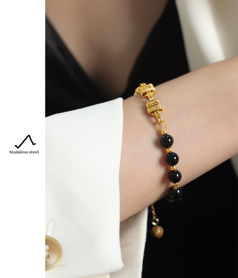 Copper Chain Material coffee bean chain Chain Type Elegant Fashion Geometric Freshwater Pearl Agate Copper Beaded Plating Bracelets