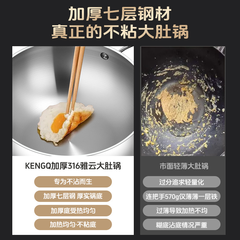 316 sartenas de acero inoxidable sin recubrimiento domésticas 2025 nuevo tipo de sartenas pequeñas para un solo alimento para fritar verduras