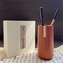 定制刻字印logo汉风笔筒酸枝木黄铜文具笔筒办公室桌面摆件伴手礼