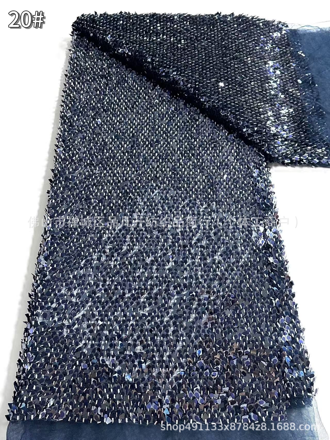 Fabricante al por mayor escamas de pescado sequin bordado tela cena brindis vestido de baile vestido de fiesta tela