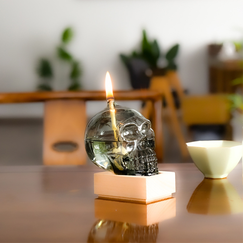Cráneo creativo de hueso de cristal candelabro decoración nórdico romántico simple moderno hogar escritorio lámpara de mantequilla libre de humo