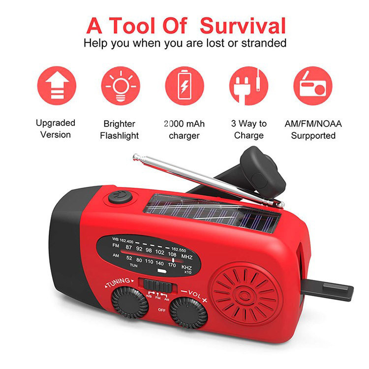 Amazon Explosions Multifunctional Emergency Radio flashlight hand-cranked solar usb charging AM/FM/WB band