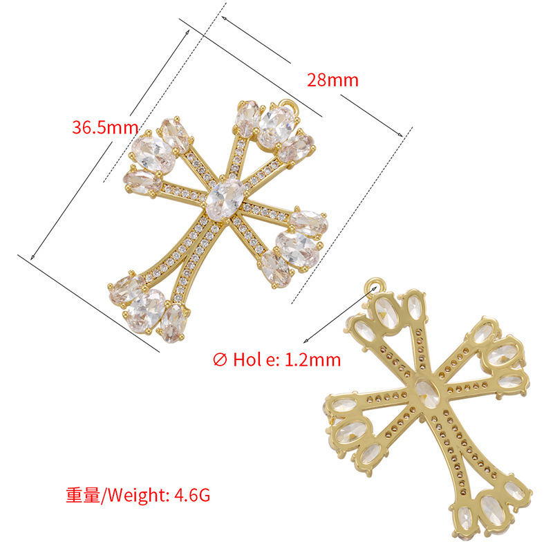 Micro Intarsien Zirkon Kreuz Anhänger Kupfer Halskette Religiöse Ornament display picture 15