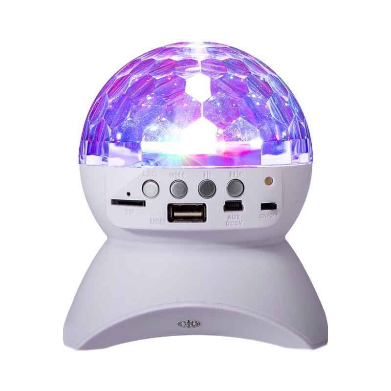 Bola mágica LED 360° con audio Bluetooth, luz de discoteca giratoria multicolor para ambiente y escenario