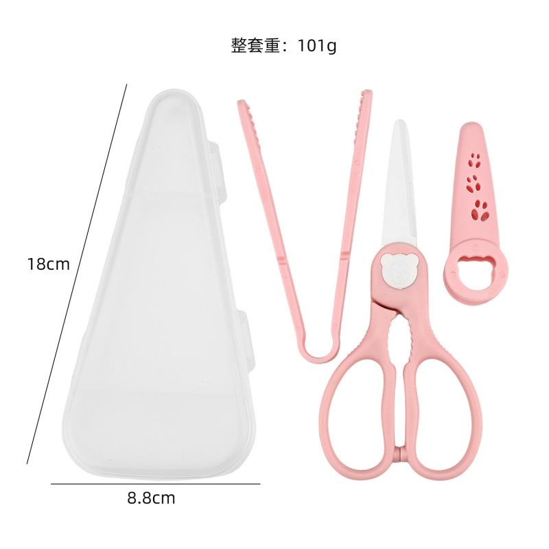 Juego de tres piezas de tijeras cerámicas rosas