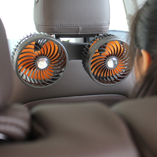 Car fan powerful 12V24V universal car rear seat back USB interface double-head electric fan