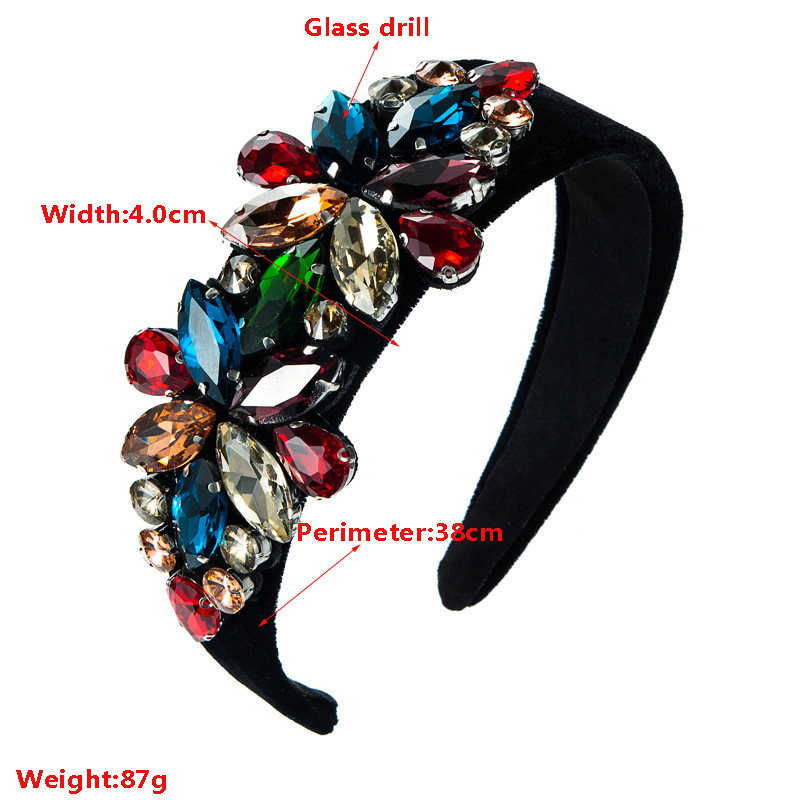 Baroque Style New Flannel Inlaid Gemstone Wide-brimmed Headband Wholesale Nihaojewelry display picture 1