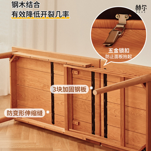 Nordic solid wood dining table extendable island with small apartment dining chair set, home solid oak folding minimalist dining table