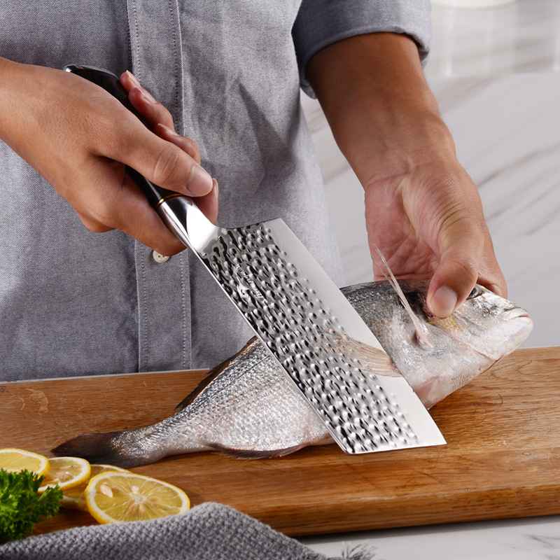 Cuchillo de cocina doméstico mango de madera de color forjado cuchillo de corte 5cr15 herramientas de acero inoxidable transfronterizas