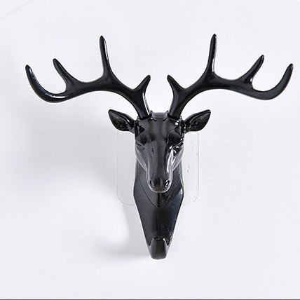 A2495 creativo ciervo cabeza gancho-libre de pared tridimensional colgante de plástico pegajoso gancho