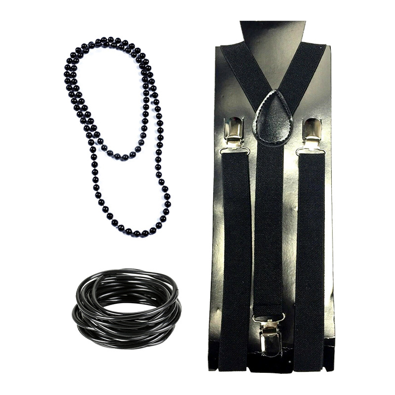 Negro misterioso protector de la cabeza del grano de la muñeca correa de la cadena de cinco piezas ropa de fiesta