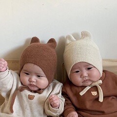 INS-style Korean baby hat for autumn and winter, cute knitted ear-covering hat, stylish for boys and girls, cotton thread knitting hat