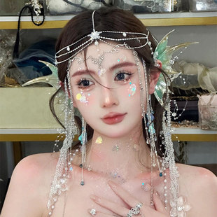 New Exotic Travel Antique Hair Accessories Women's Headwear Bride's Head Chain Eyebrow Drop Genie Xishuangbanna Photo