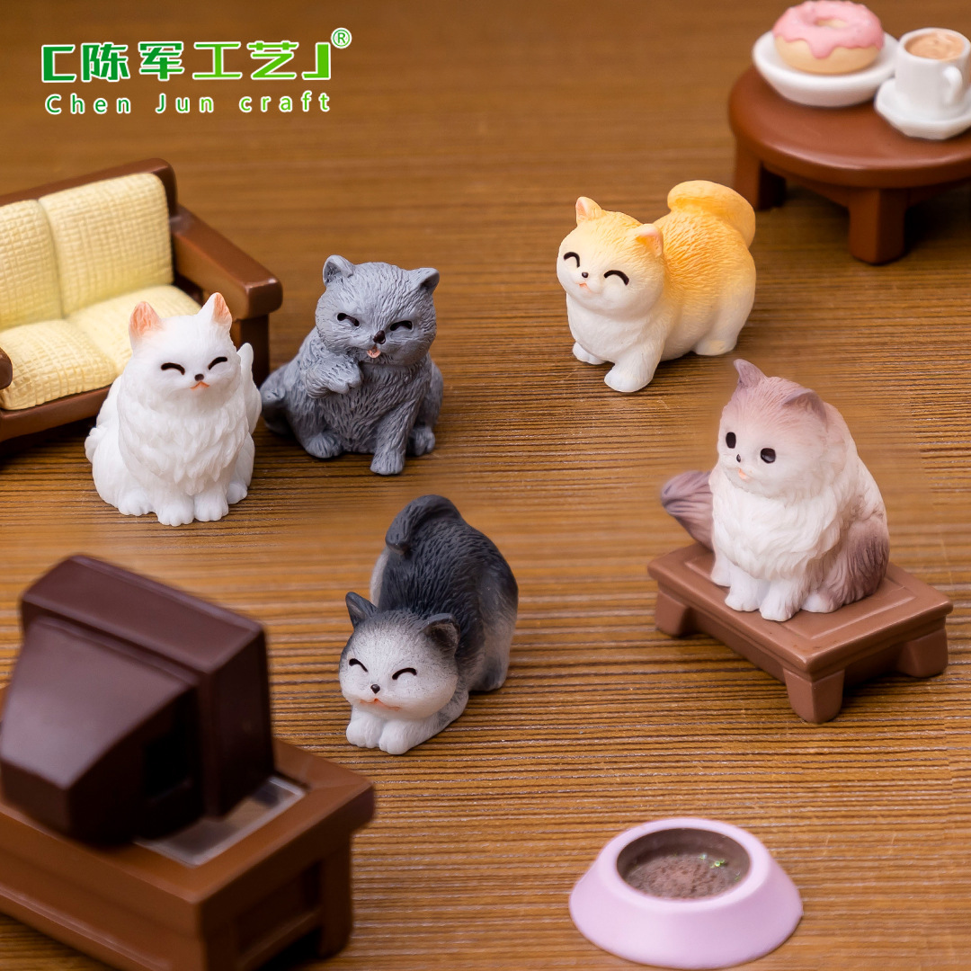 Micro landscape, creative cute small table decorations with accessories, kitten, cat, DIY decoration 2