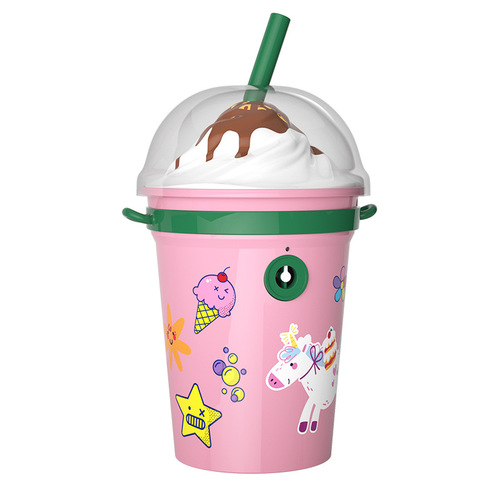 Children's milk tea cup bubble machine toy full cup girl's heart blowing bubbles Internet celebrity same style electric waterproof and water-proof