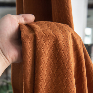 Scandinavian Accessible Luxury Curtains Bedroom Blackout Simple Modern Living Room Insulated Pumpkin Color Velvet Cloth Velvet Floor-To-Ceiling Windows
