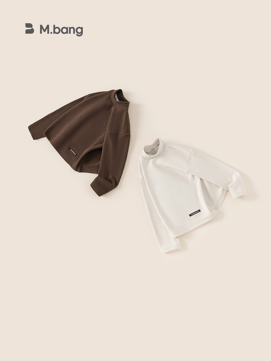 Ropa de invierno para niños, camiseta de fondo de cuello medio alto para niñas, camiseta caliente para niños, camiseta de etiqueta, camiseta interior