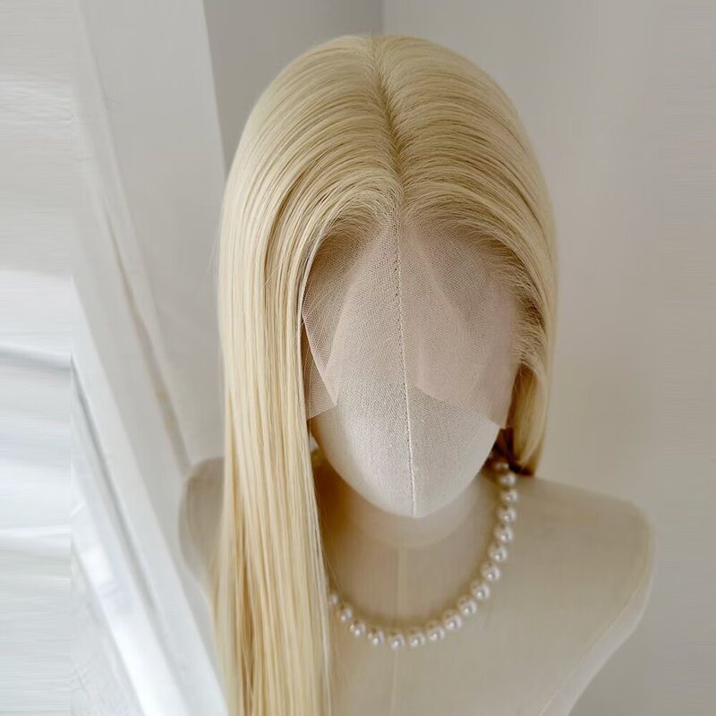 13*6 Large Lace Aristocratic Gold Versatile Golden Hand-Crocheted Front Lace Wig Full Head with Free Parting Cosplay