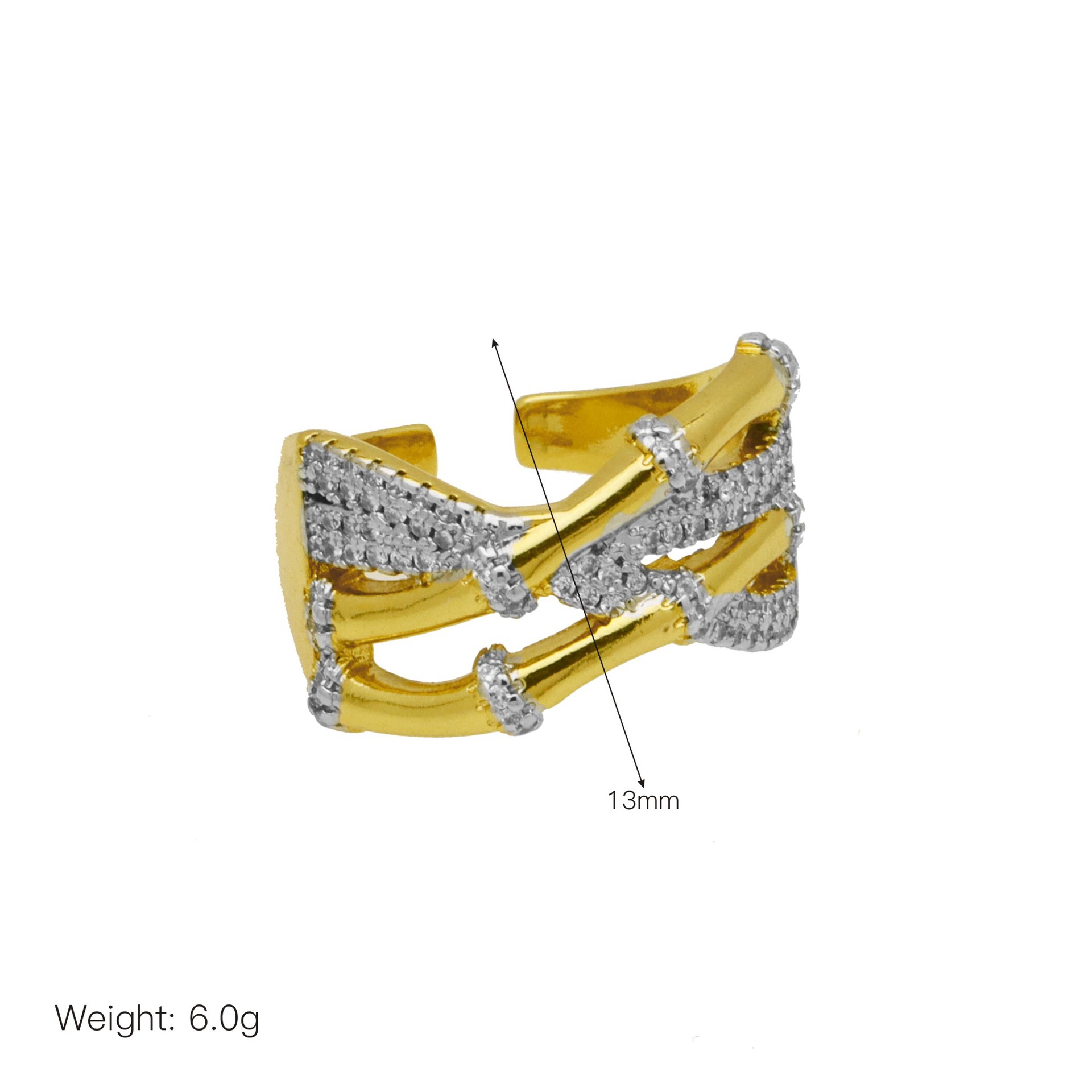 Joyería Al Por Mayor Exagerado Geométrico Cobre Circón Metal Mixto Embutido Anillos Abiertos display picture 10