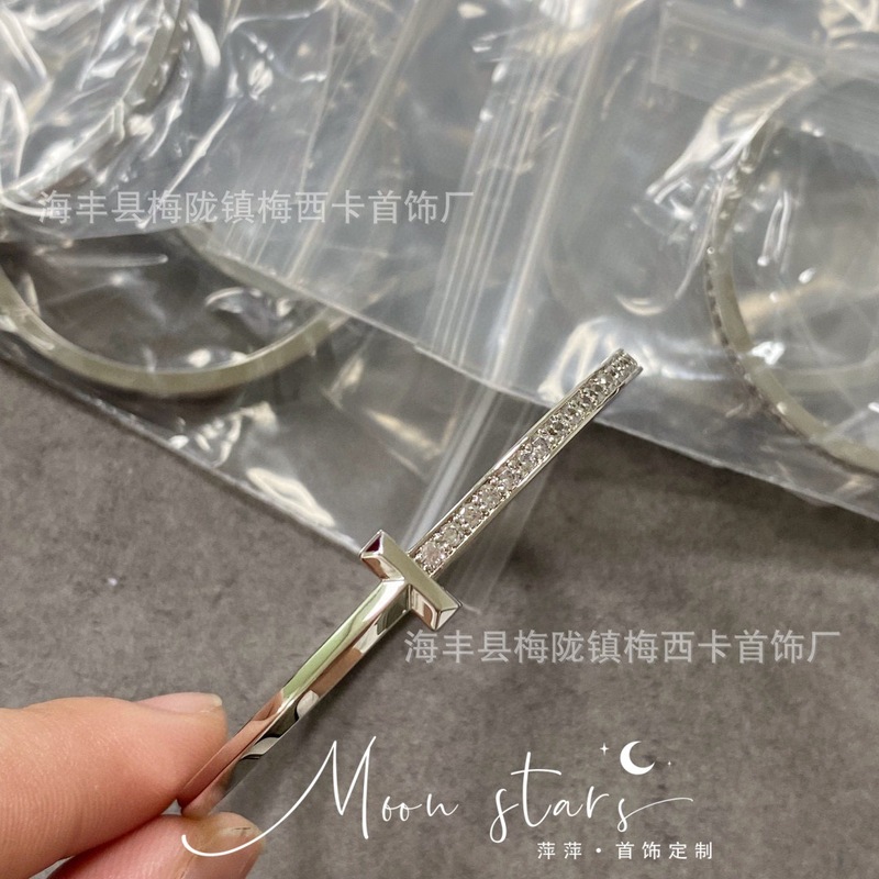 T家高版本双T手镯铜合金玫瑰金白贝母镶钻时尚百搭开口手环爆款|undefined
