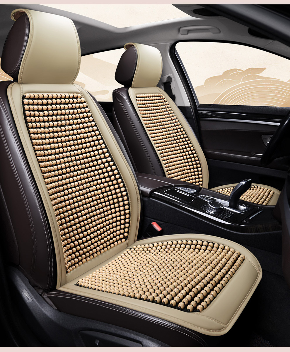 Car Seat Cushion Summer Cooling Pad Wooden Beads Ventilation Seat Cushion Cool Ice Silk Breathable All-Season Universal Car Seat